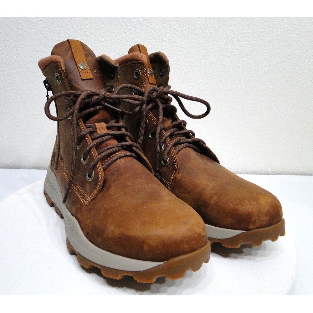 Timberland Brooklyn Side Zip Brown Leather Boots Aerocore A28FV Mens 10